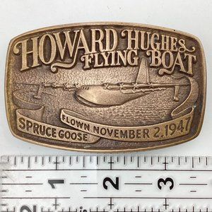 Howered Hughes Flying Boat Belt Buckle,   3.5." X 2.25"